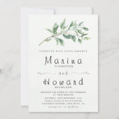 Editable Sage Green Botanical Wedding Invitation Kaart (Voorkant)