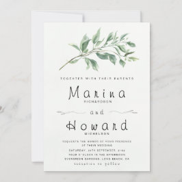 Editable Sage Green Botanical Wedding Invitation  Kaart