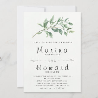 Editable Sage Green Botanical Wedding Invitation Kaart