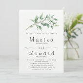 Editable Sage Green Botanical Wedding Invitation  Kaart (Staand voorkant)