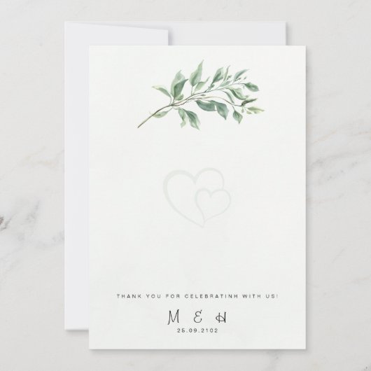 Editable Sage Green Botanical Wedding Invitation  Kaart (Achterkant)