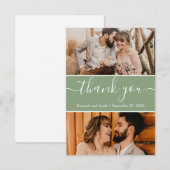 Editable Sage Green Wedding Foto's Dank u Bedankkaart (Voorkant / Achterkant)