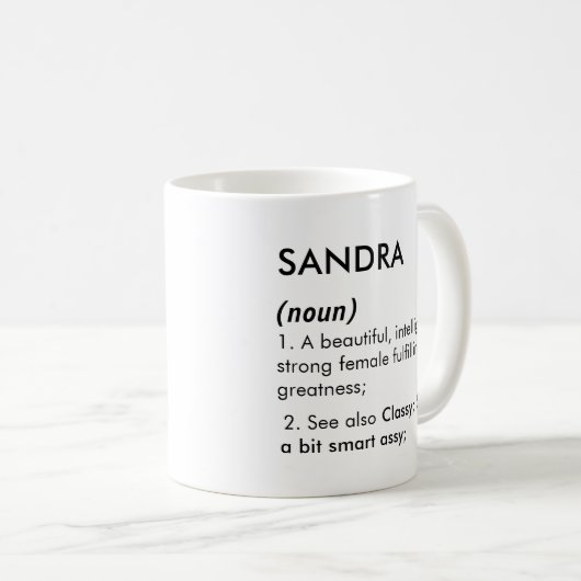 Editable Sandra name definition, custom name Koffiemok (Voorkant rechts)
