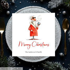 Editable Santa Claus Funny Christmas Dinner Napkin Servet