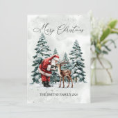 Editable Santa Photo Christmas Card Feestdagenkaart (Staand voorkant)