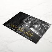 Editable Save the Date Gold Handwrite Photo Folie Uitnodiging (Gedraaid)