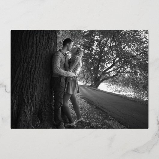 Editable Save the Date Gold Handwrite Photo Folie Uitnodiging (Achterkant)