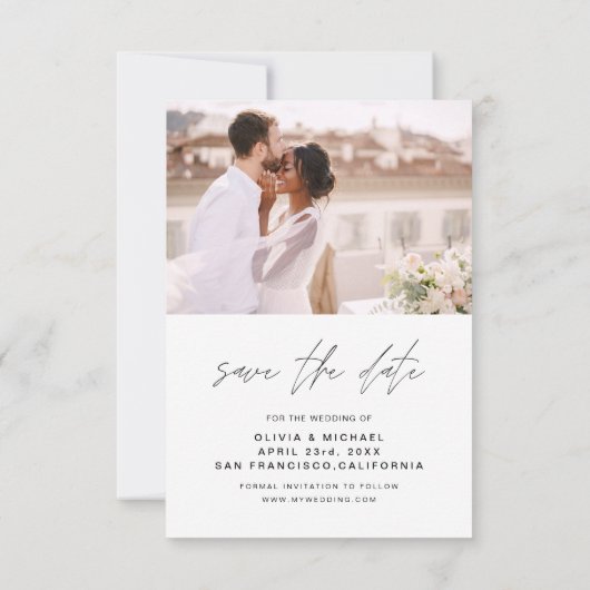 Editable Save the Date Photo Minimalist (Achterkant)