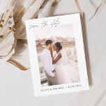 Editable Save the Date Photo Minimalist<br><div class="desc">Het huwelijk bewaart de Kaarten van de Datum die een foto op de voor en rug hebben. Sparen de kaarten van de Datum bevatten een moderne hand geschreven kromme manuscripttypografie die elegant,  eenvoudig en modern zijn om na u minimalistische eenvoudige trouwdag te gebruiken viering.</div>