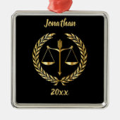 Editable Scales of Justice and Laurel Metalen Ornament (Voorkant)