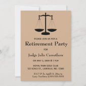 Editable Scales of Justice Retirement Invitation Kaart (Voorkant)