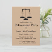 Editable Scales of Justice Retirement Invitation Kaart (Staand voorkant)