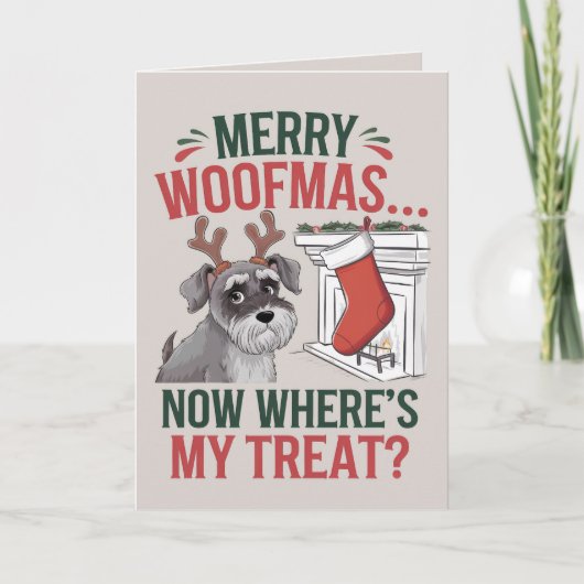 EDITABLE Schnauzer Funny Dog Christmas Kaart (Voorkant)