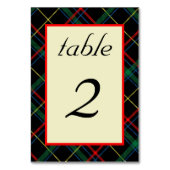 Editable Scottish Tartan Table Number Kaarten (Achterkant)