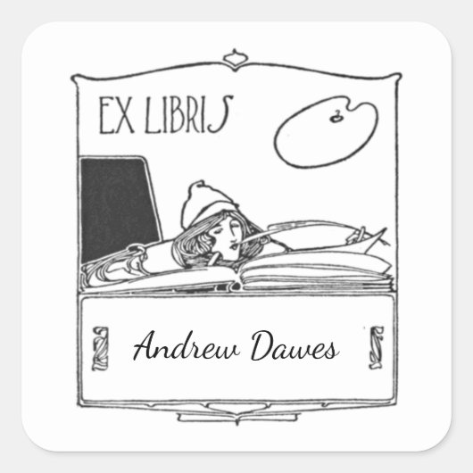 Editable  Scribe Artist Bookplate Sticker (Voorkant)