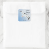 Editable Sea Gulls Ocean Breeze Product Vierkante Sticker (Tas)