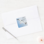 Editable Sea Gulls Ocean Breeze Product Vierkante Sticker (Envelop)