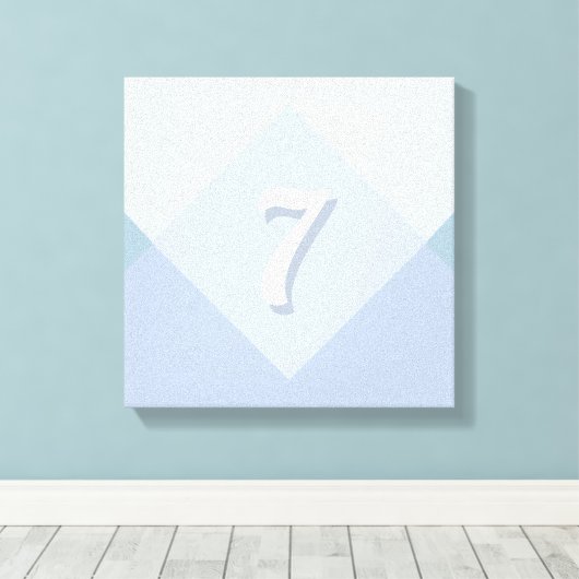 Editable Seven op Abstract zilver blauw ontwerp Canvas Afdruk (Insitu (Houten vloer))
