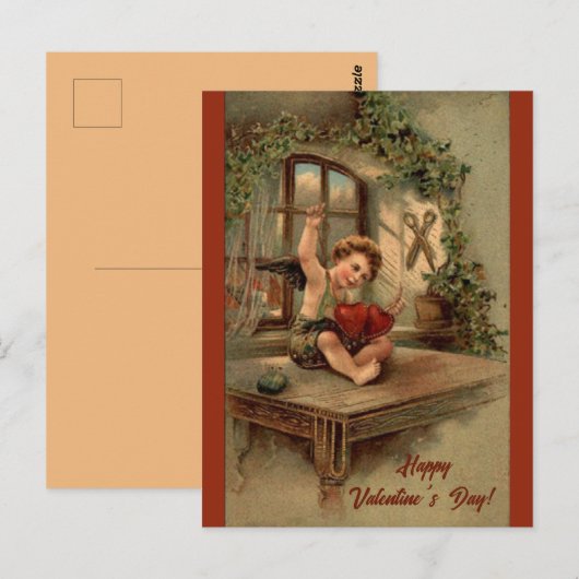 Editable  Sewing Hearts Valentijnsdag Briefkaart (Voorkant / Achterkant)