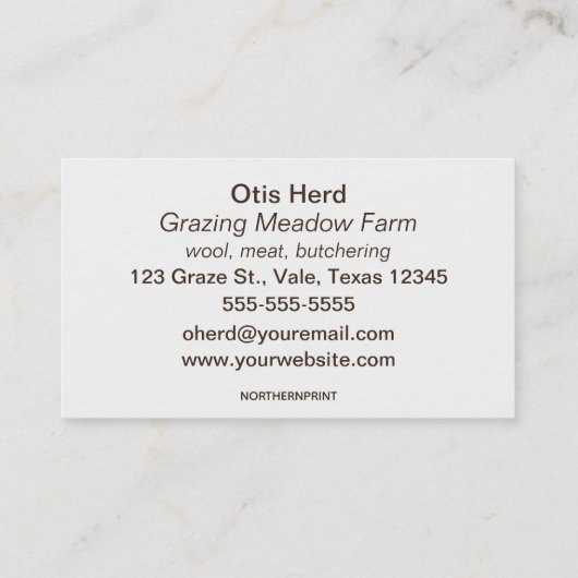 Editable Sheep Farmer Butcher Visitekaartje (Achterkant)