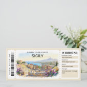 Editable Sicily Trip Boarding Pass Ticket Kaart (Staand voorkant)