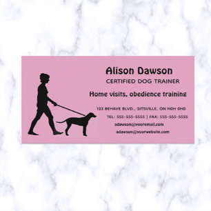 Editable Silhouette Dog met Lady Trainer Visitekaartje