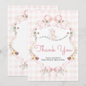 Editable Silly Goose Baby Shower Pink Bow Bedankkaart (Voorkant / Achterkant)