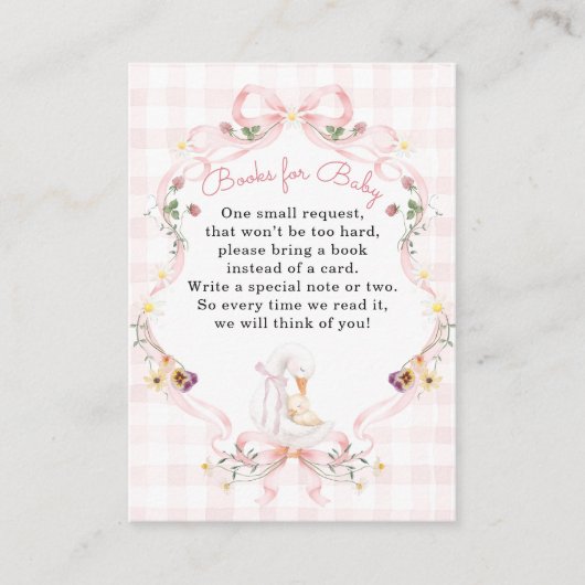 Editable Silly Goose Baby Shower Pink Bow Informatiekaartje (Voorkant)