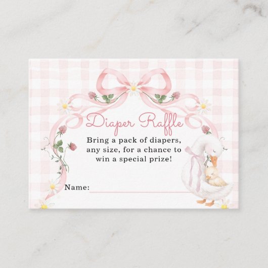 Editable Silly Goose Baby Shower Pink Bow Informatiekaartje (Voorkant)