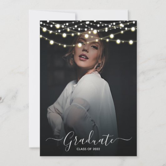 Editable Silver Gold Sparking Lights Afstuderen Kaart (Achterkant)