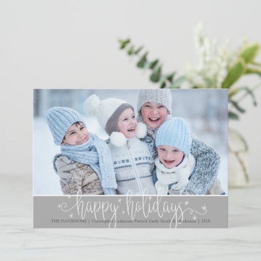 Editable Silver Grey & White PRETTIGE FEESTDAGEN S Feestdagenkaart (Staand voorkant)