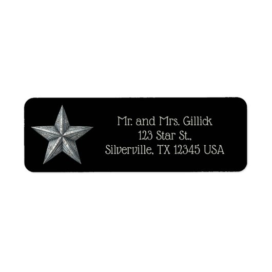 Editable Silver Star Return Address Etiket (Voorkant)