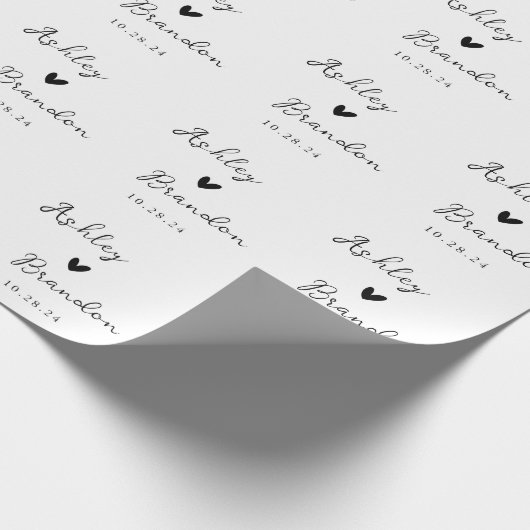 EDITABLE Simple Bride & Groom Names Weddenschap Gi Cadeaupapier (Hoek)