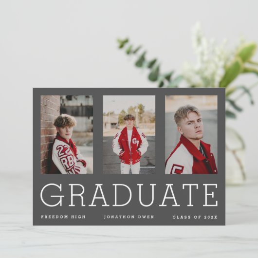 Editable Sjabloon Three High School Afstuderen (Staand voorkant)