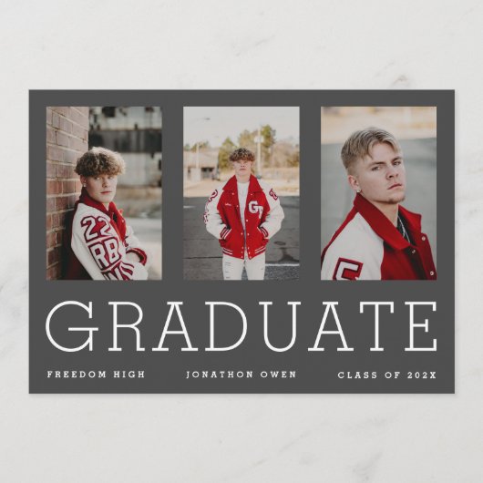 Editable Sjabloon Three High School Afstuderen (Voorkant)