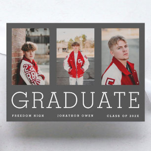 Editable Sjabloon Three High School Afstuderen
