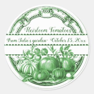 Editable Small Green Heirloom Tomaten Ronde Sticker