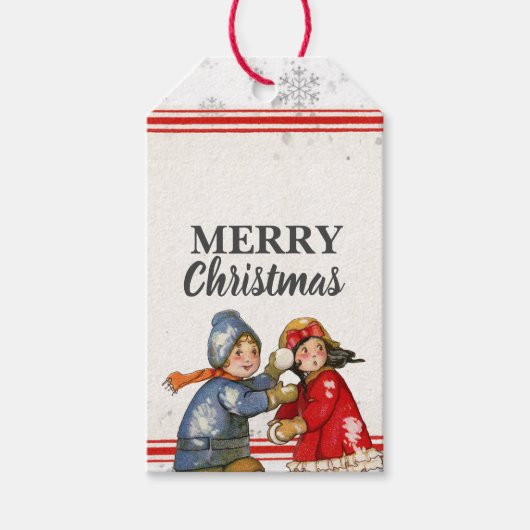 Editable Snowball Children kerst Cadeaulabel (Voorkant)