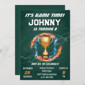 Editable Soccer Birthday Party Invitation Kaart (Voorkant / Achterkant)