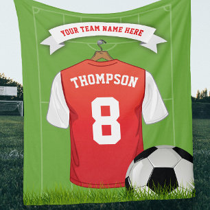 Editable Soccer Football Name, Number, Team Fleece Deken