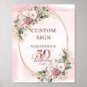 Editable Soft Pastel Pink 50th Birthday 8x10 Sign Poster (Voorkant)