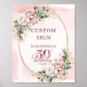 Editable Sophisticated Rose Gold 50th Birthday  Poster (Voorkant)