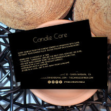 Editable Soy Candle Care Kaart met logo Black
