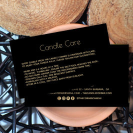 Editable Soy Candle Care Kaart met logo Black