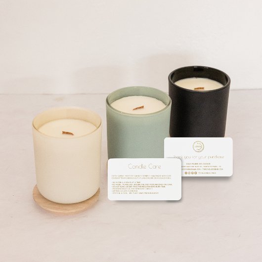 Editable Soy Candle Care Kaart met logo White