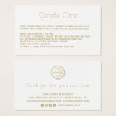 Editable Soy Candle Care Kaart met logo White (Voorkant /achterkant)