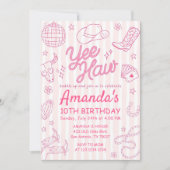 Editable Space Cowgirl Birthday Invitation, Disco Kaart (Voorkant)