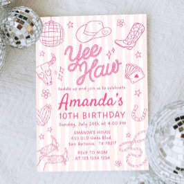 Editable Space Cowgirl Birthday Invitation, Disco  Kaart