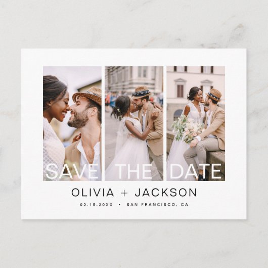 Editable sparen de Datum 4 Witte Brief van de Foto Briefkaart (Voorkant)