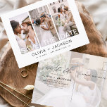 Editable sparen de Datum 4 Witte Brief van de Foto Briefkaart<br><div class="desc">Moderne en elegante foto bespaart de date bruiloft card. Sparen de kaart van de datumuitnodiging omvat witte typografie en chic en eenvoudig ontwerp op een witte achtergrond die u uw aangepast afbeelding van de de foto van het verloving kunt toevoegen aan.</div>